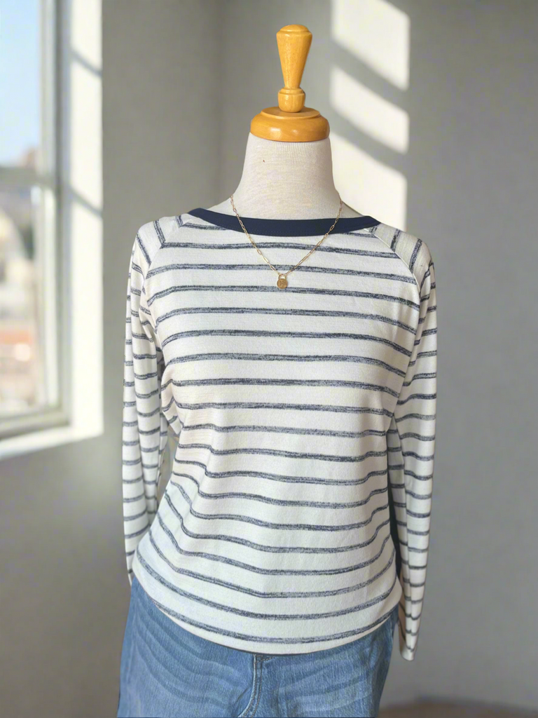 Bay Navy and White Stripe Top-Top-Carolyn Jane's Jewelry