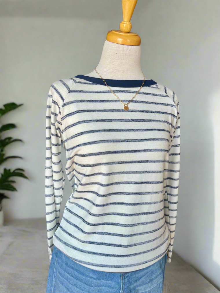 Bay Navy and White Stripe Top-Top-Carolyn Jane's Jewelry