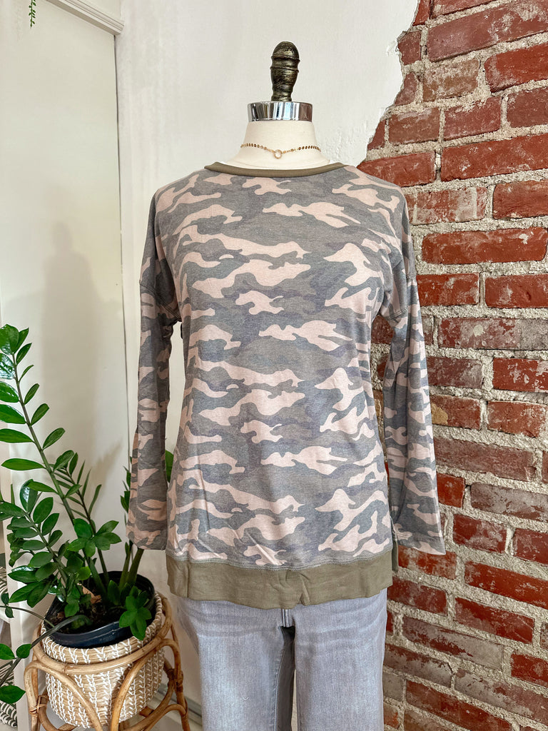 Callie Camo Pullover Top-Carolyn Jane's Jewelry