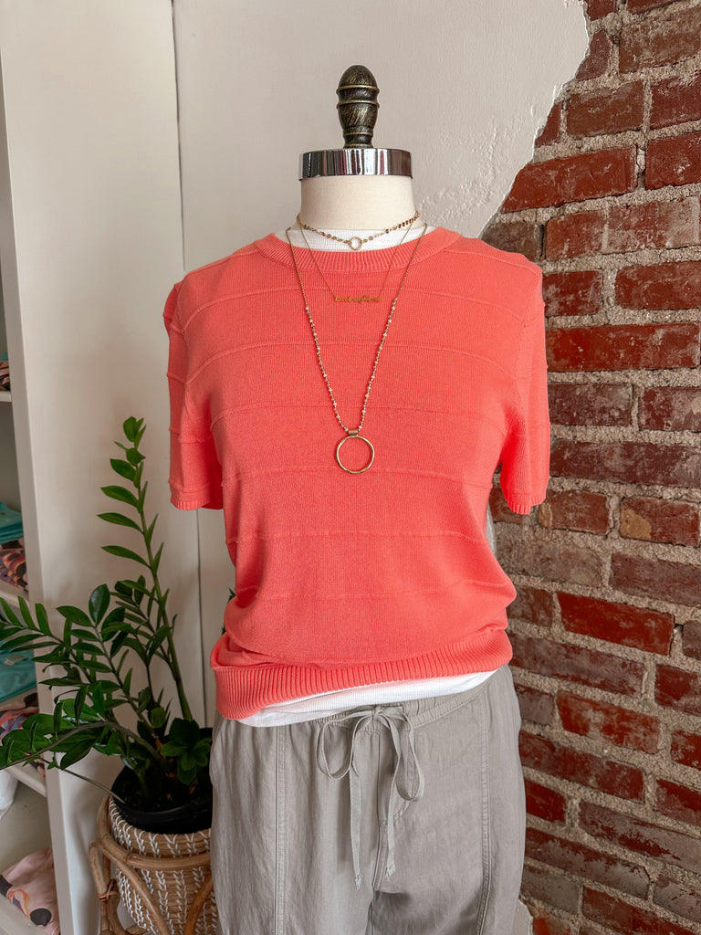 Cara Pullover Spring Sweater - Coral-sweater-Carolyn Jane's Jewelry