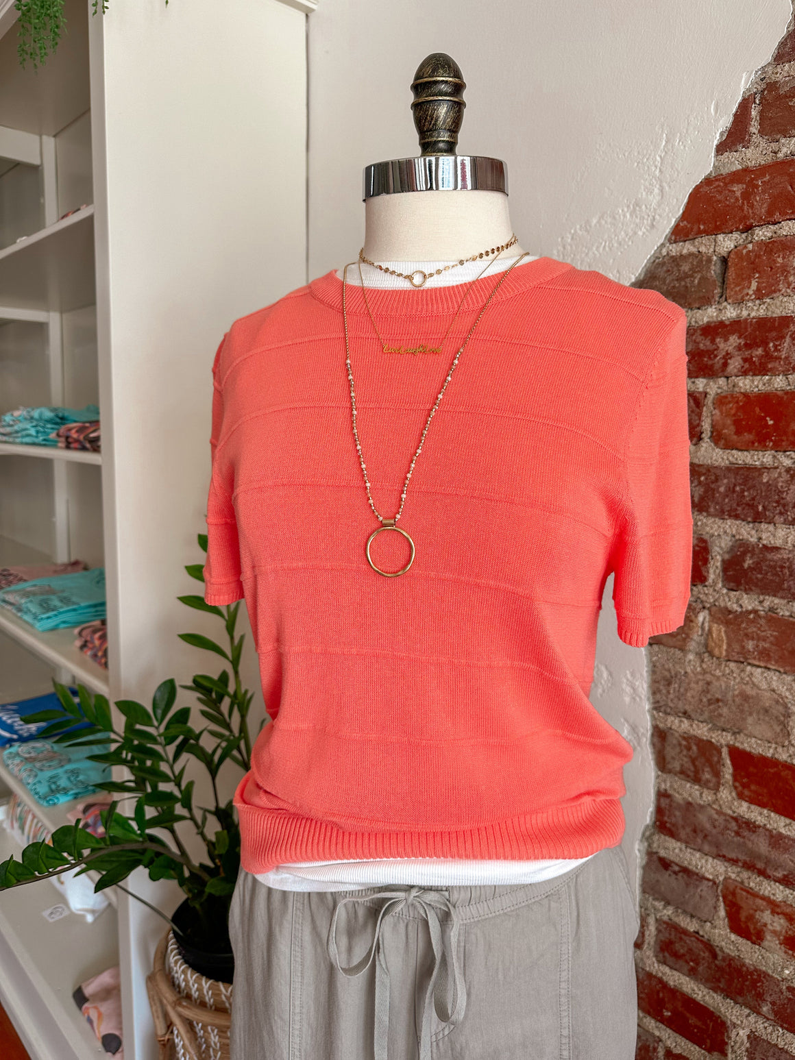 Cara Pullover Spring Sweater - Coral-sweater-Carolyn Jane's Jewelry