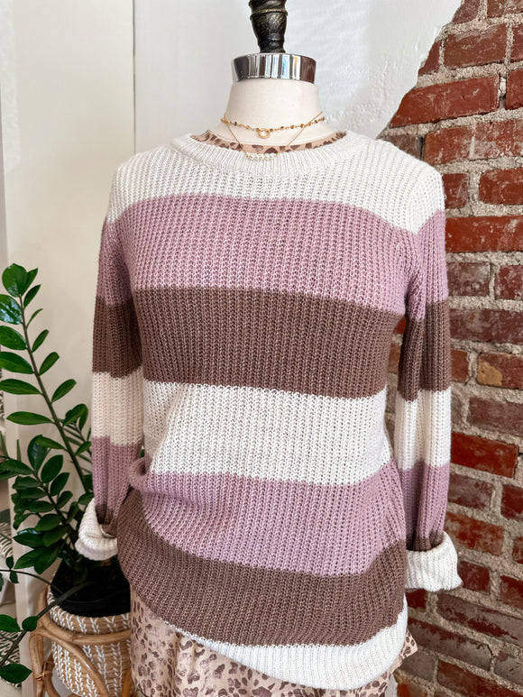 Charlie Striped Knit Pullover Sweater - Multi-sweater-Carolyn Jane's Jewelry