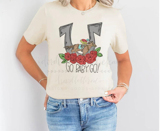 Derby T-Shirt Go Baby Go - Cream-T-Shirt-Carolyn Jane's Jewelry