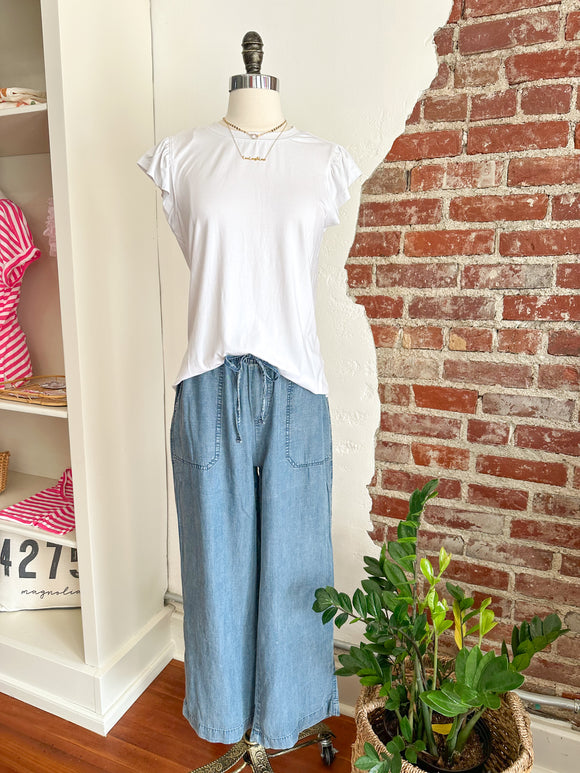 Emery Ruffle Sleeve Top in White-Carolyn Jane's Jewelry