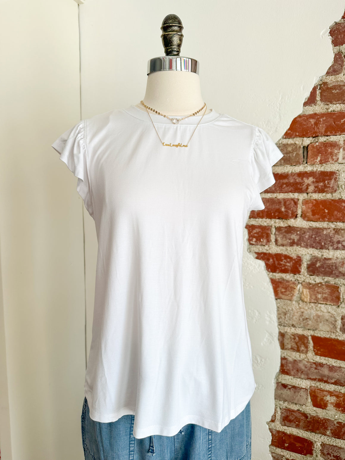 Emery Ruffle Sleeve Top in White-Carolyn Jane's Jewelry
