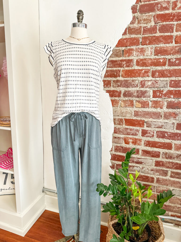 Emily Jane Ruffle Sleeve Top in Navy-Carolyn Jane's Jewelry