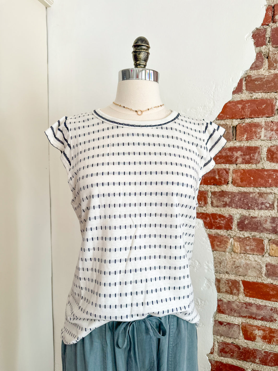 Emily Jane Ruffle Sleeve Top in Navy-Carolyn Jane's Jewelry