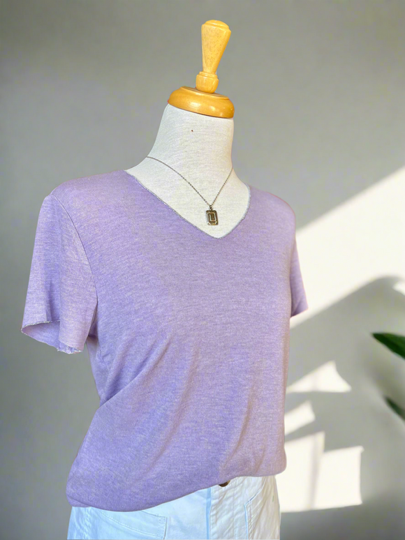 Emma V-Neck Knit Top - Lavender-top-Carolyn Jane's Jewelry