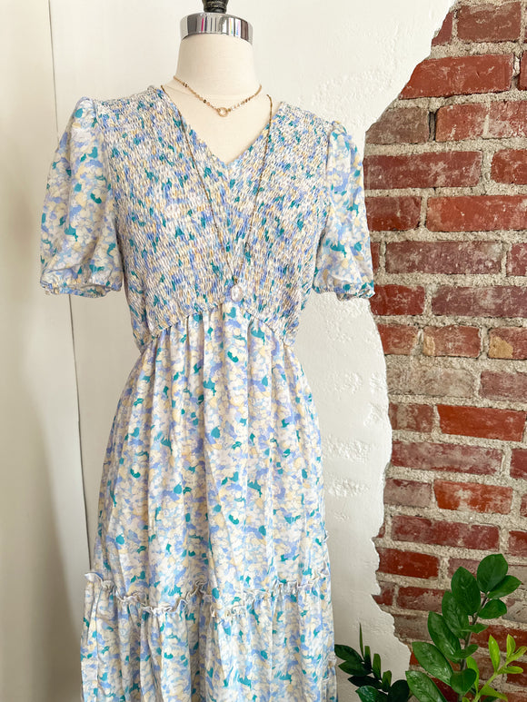 Faith Floral V-Neck Short Sleeve Dress- Multi-Carolyn Jane's Jewelry