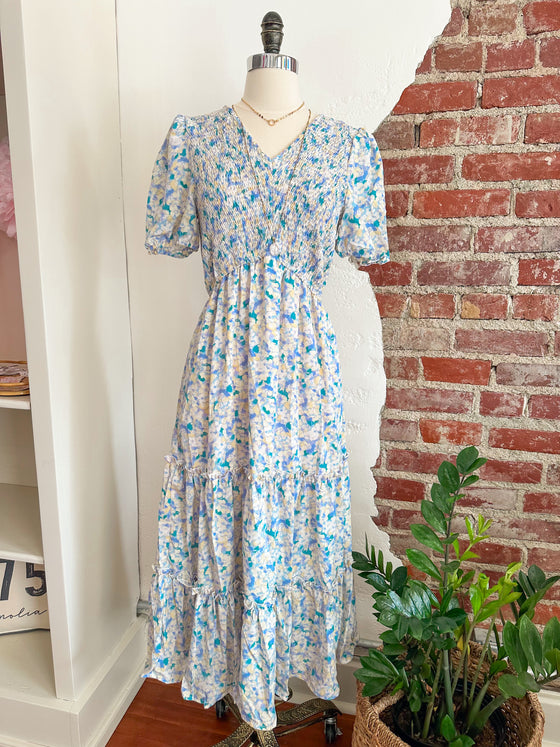 Faith Floral V-Neck Short Sleeve Dress- Multi-Carolyn Jane's Jewelry