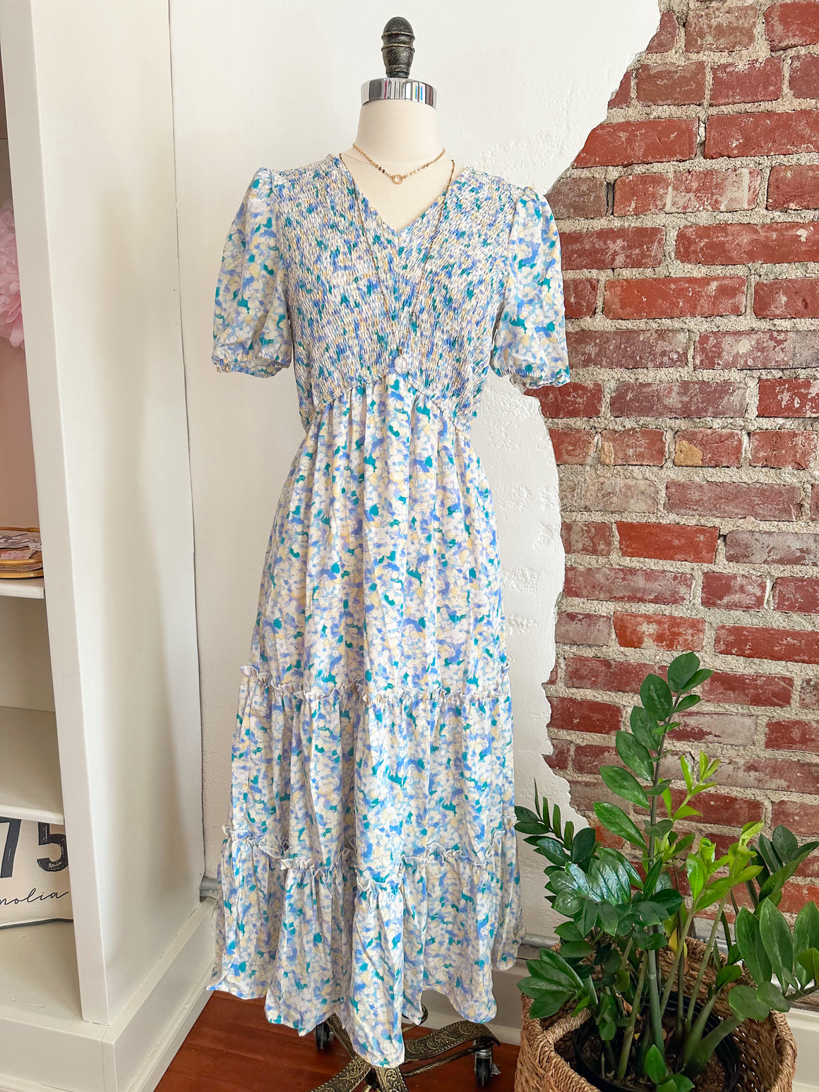 Faith Floral V-Neck Short Sleeve Dress- Multi-Carolyn Jane's Jewelry