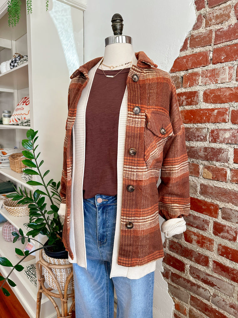 Fay Fall Vibes Plaid Jacket - Rust-Outerwear / Shacket-Carolyn Jane's Jewelry