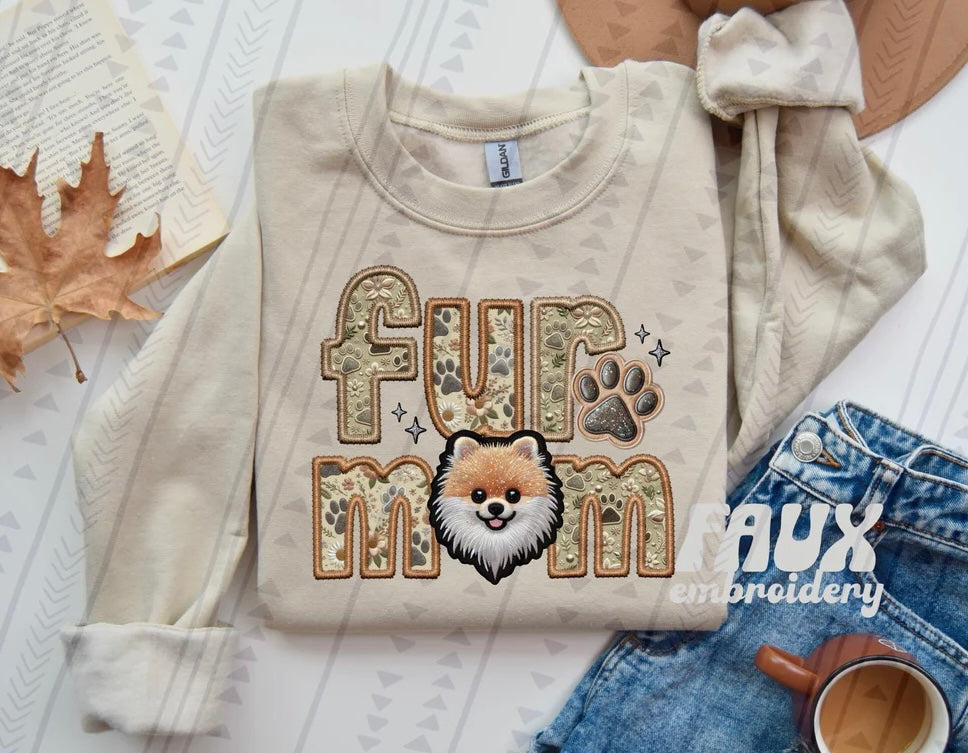 Fur Mom Black or Tan Pomeranian Dog Sweatshirt - Natural Stone-Sweatshirt-Carolyn Jane's Jewelry