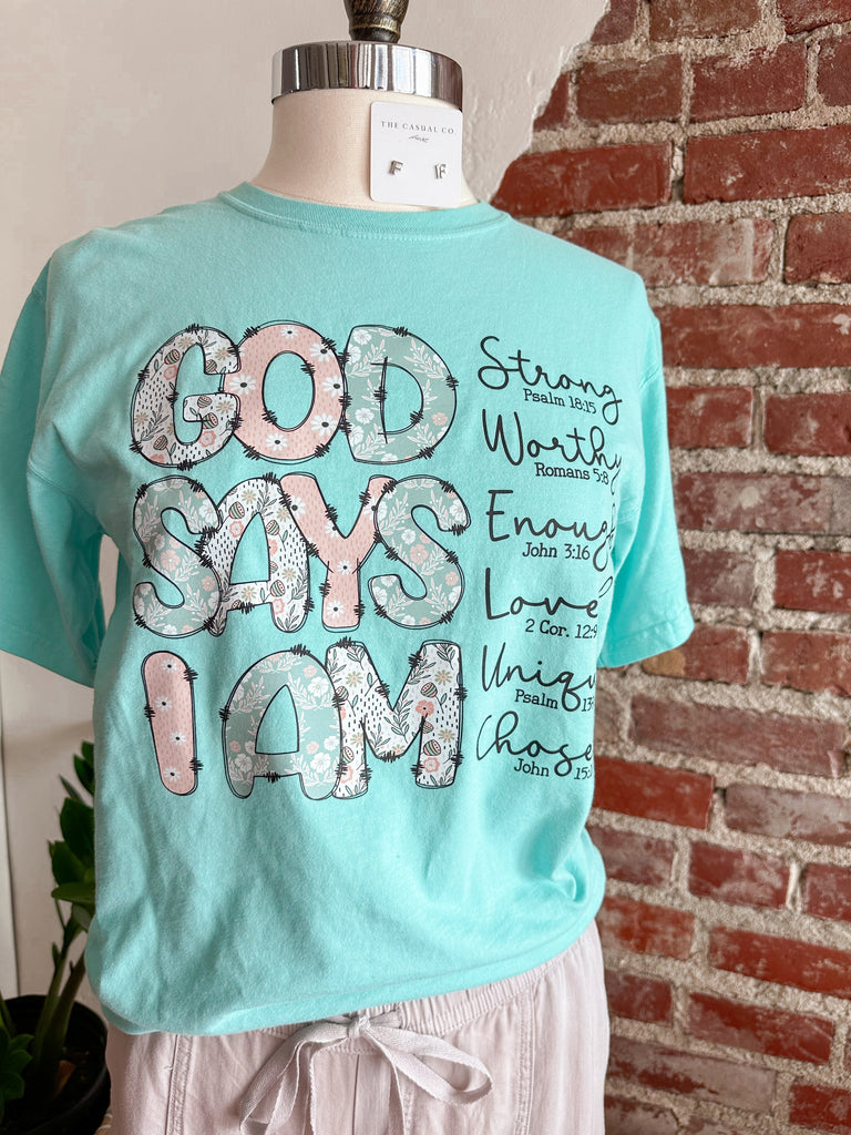 God Says I Am T-Shirt - Mint-T-Shirt-Carolyn Jane's Jewelry