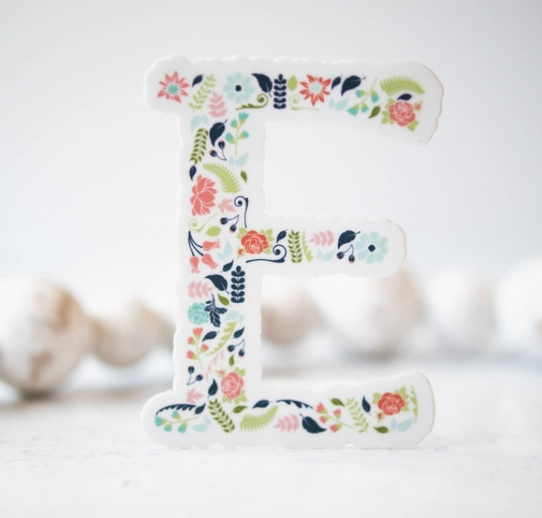 Initial Floral Vinyl Sticker-Watch Stickers & Decals-Carolyn Jane's Jewelry