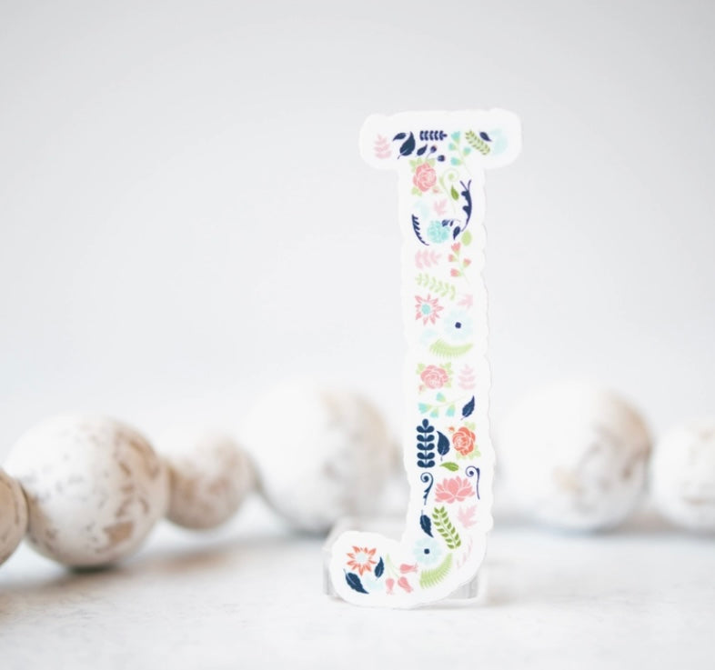 Initial Floral Vinyl Sticker-Watch Stickers & Decals-Carolyn Jane's Jewelry