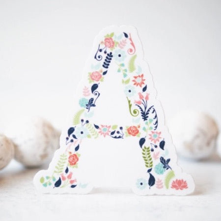 Initial Floral Vinyl Sticker-Watch Stickers & Decals-Carolyn Jane's Jewelry