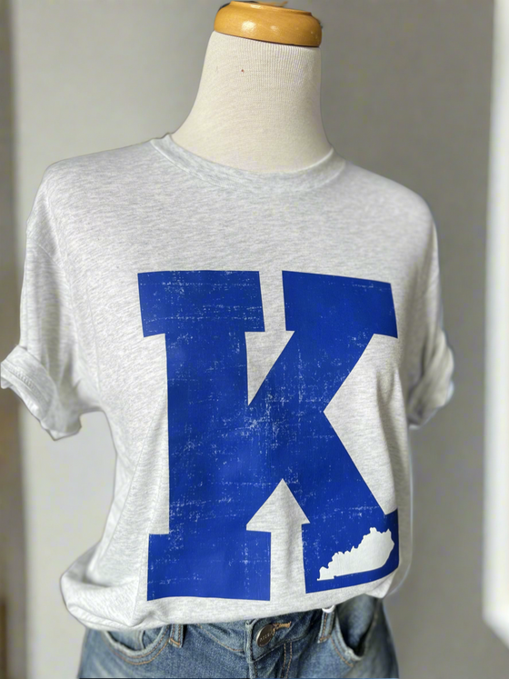 Kentucky Big "K" Distressed T-Shirt - Grey-T-Shirt-Carolyn Jane's Jewelry