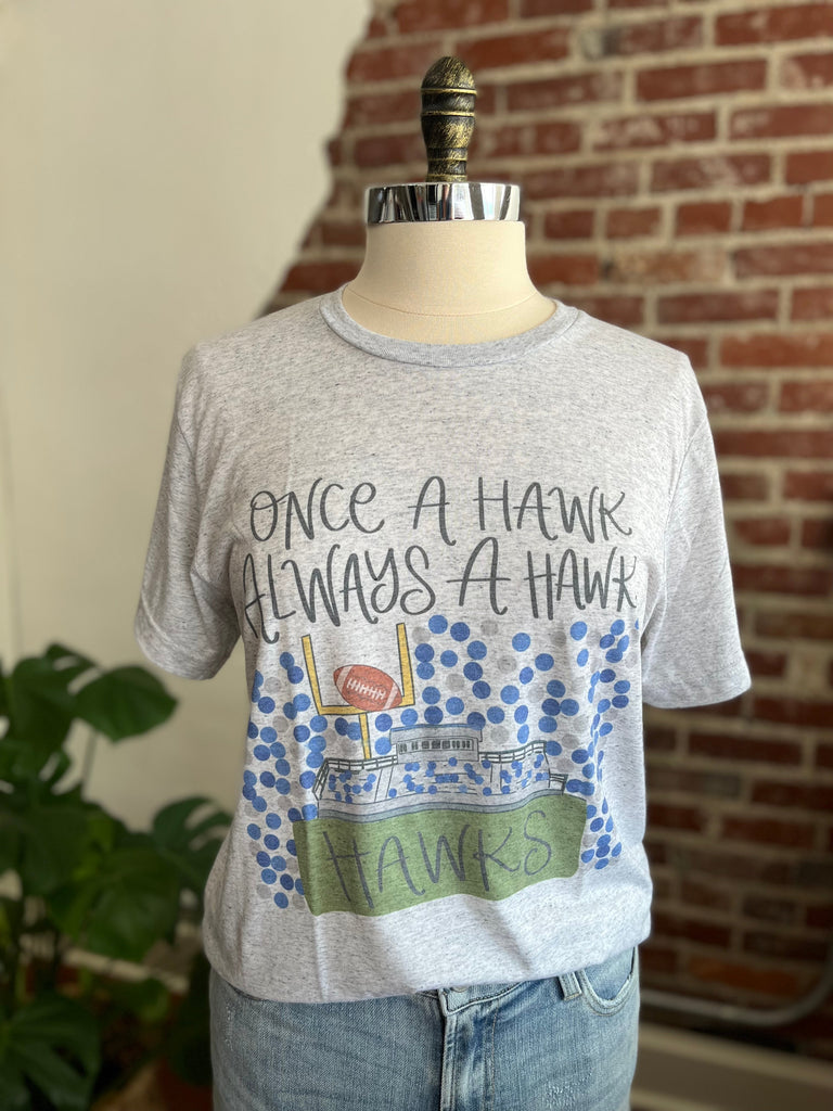 Once a Hawk Always a Hawk Grey T-Shirt-T-Shirt-Carolyn Jane's Jewelry