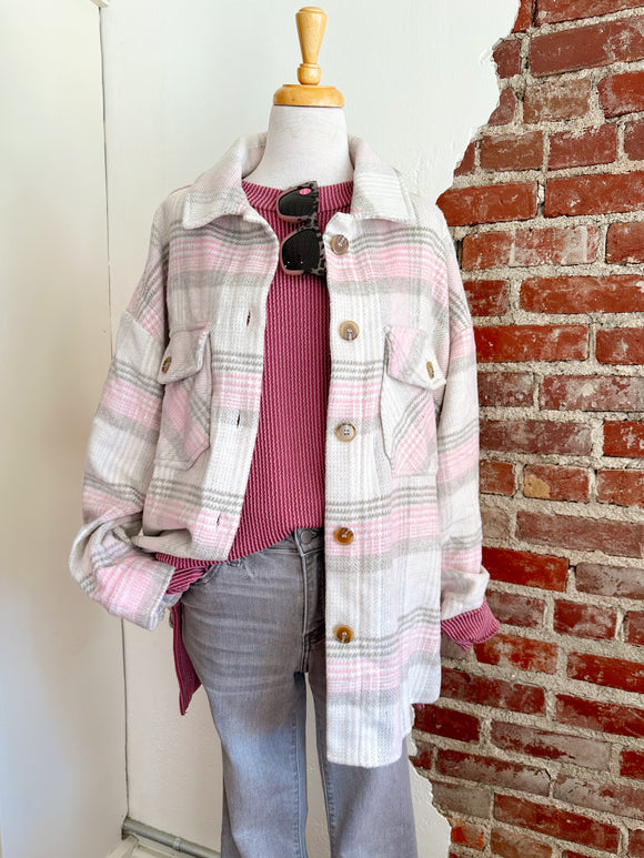 Pretty in Pink Plaid Shacket-Carolyn Jane's Jewelry