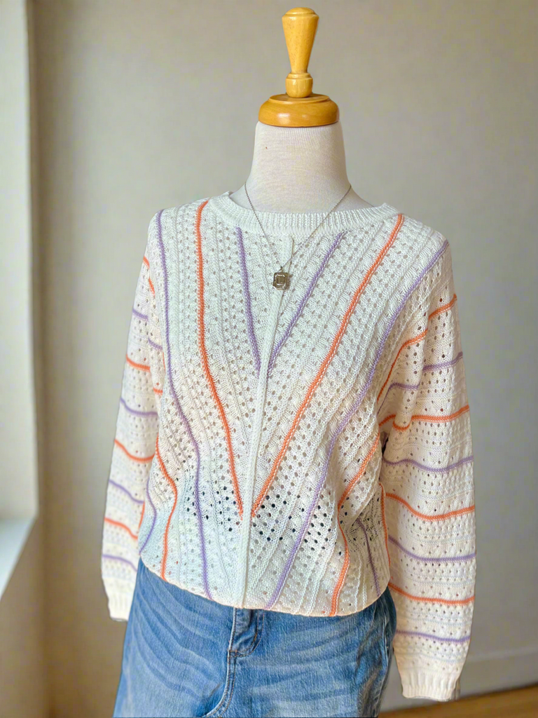 Sadie Lightweight Mulit Color Stripe Sweater-sweater-Carolyn Jane's Jewelry