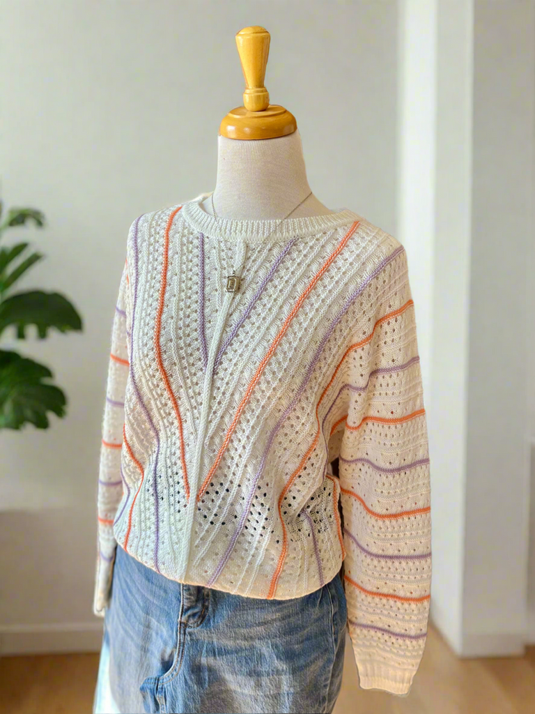 Sadie Lightweight Mulit Color Stripe Sweater-sweater-Carolyn Jane's Jewelry