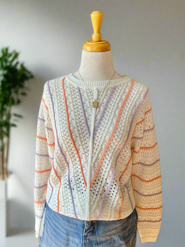 Sadie Lightweight Mulit Color Stripe Sweater-sweater-Carolyn Jane's Jewelry