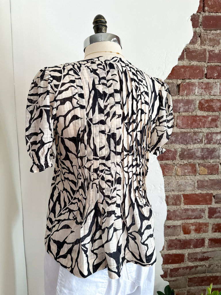 Sherr Black + Cream Printed Blouse-Carolyn Jane's Jewelry