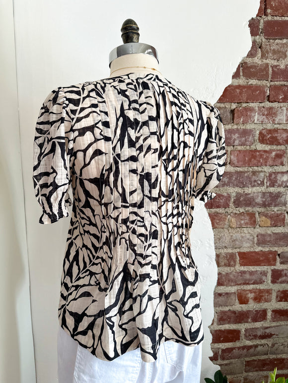 Sherr Black + Cream Printed Blouse-Carolyn Jane's Jewelry