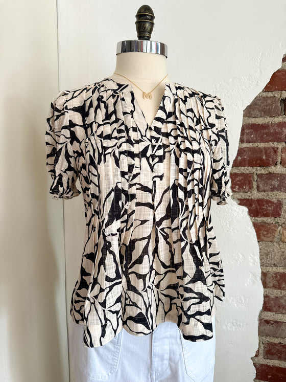 Sherr Black + Cream Printed Blouse-Carolyn Jane's Jewelry
