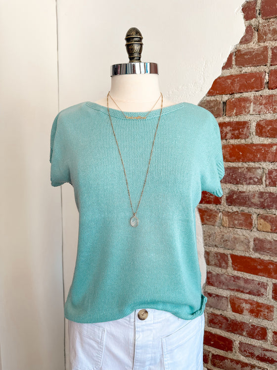 Skye Knit Top in Dusty Blue-Carolyn Jane's Jewelry