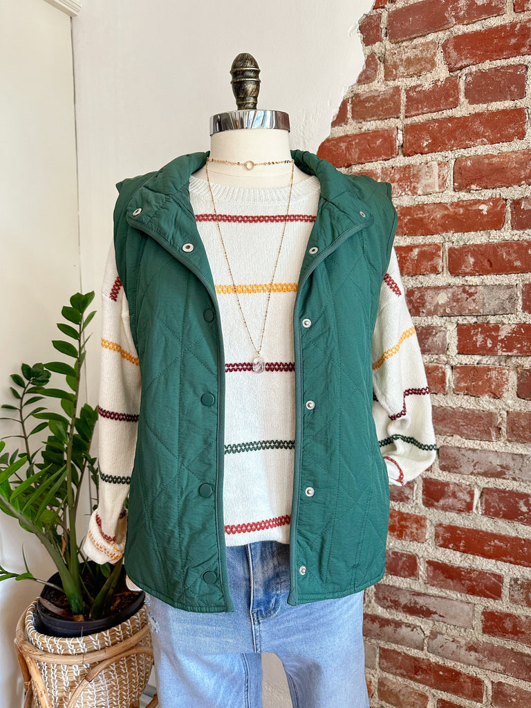 Vera Quilted Vest - Evergreen-vest-Carolyn Jane's Jewelry