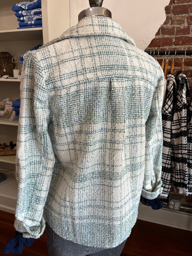 Brushed Plaid Shacket in Frasier Fir Green-Carolyn Jane's Jewelry