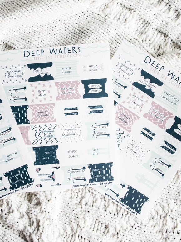 Deep Waters Bible Tabs Stickers-Carolyn Jane's Jewelry