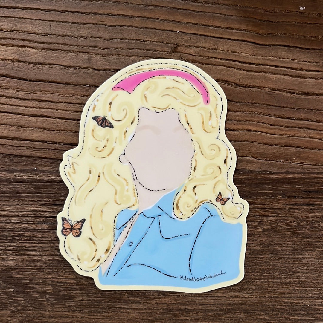 Dolly Face Sticker-Vinyl Sticker-Carolyn Jane's Jewelry