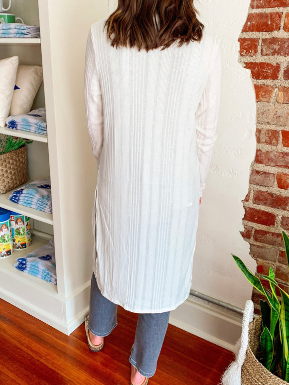 Easy Days Ribbed Pocket Cardigan Off White-Cardigan-Carolyn Jane's Jewelry