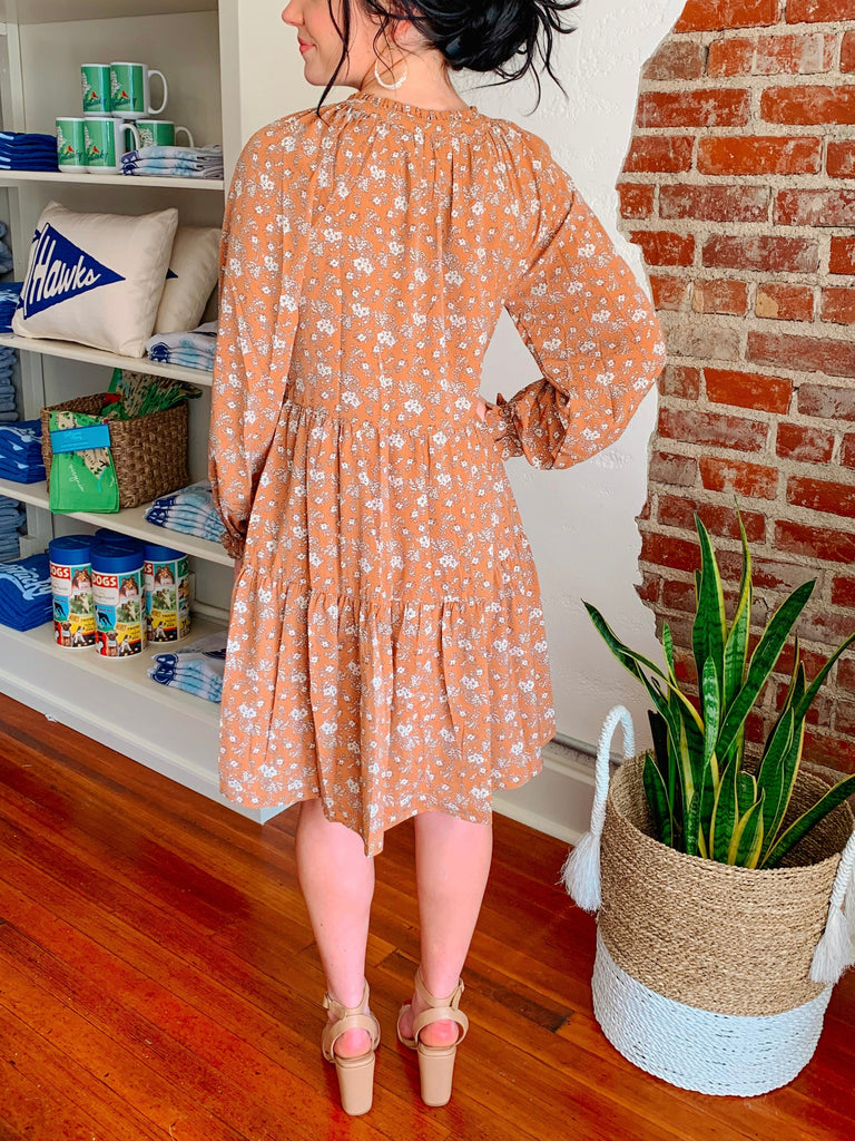 Fiona Floral Dress in Clay-Dresses-Carolyn Jane's Jewelry