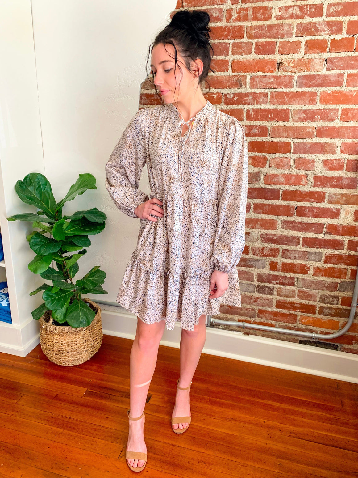 Georgia Babydoll Printed Mini Ruffle Dress-Dresses-Carolyn Jane's Jewelry