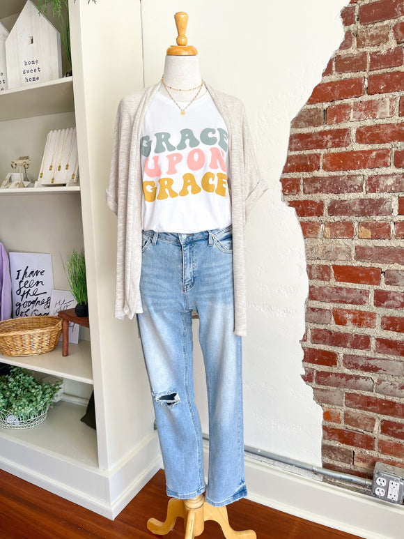 Grace Upon Grace White Graphic T-Shirt-T-Shirt-Carolyn Jane's Jewelry