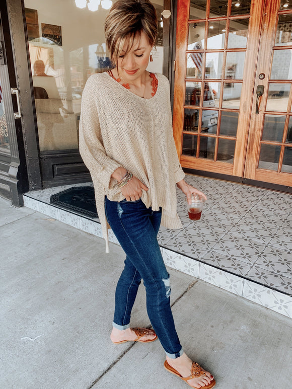 Happy Days Sweater in Oatmeal-Carolyn Jane's Jewelry