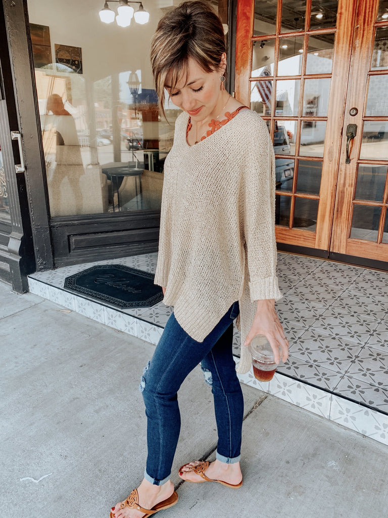 Happy Days Sweater in Oatmeal-Carolyn Jane's Jewelry