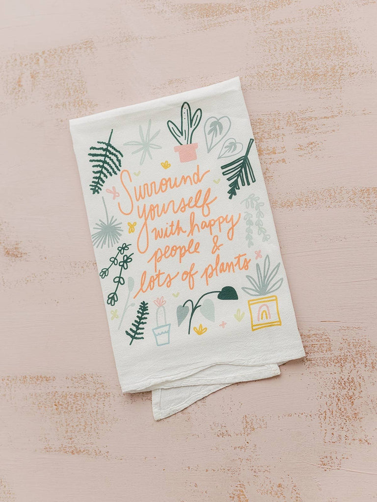 Happy People & Lots of Plants Flour Sack Kitchen Towel-Carolyn Jane's Jewelry