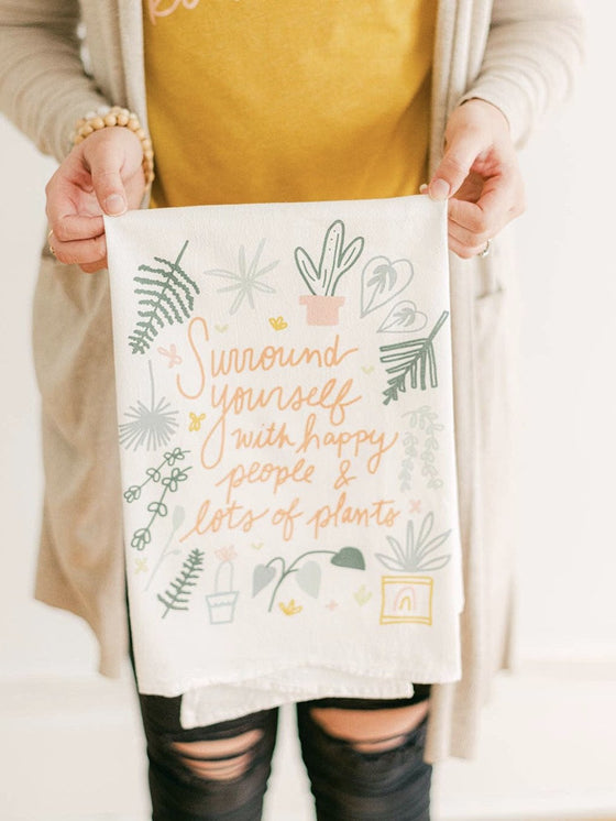 Happy People & Lots of Plants Flour Sack Kitchen Towel-Carolyn Jane's Jewelry