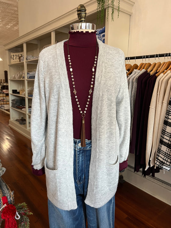 Heather Grey Cardigan Sweater-Cardigan-Carolyn Jane's Jewelry
