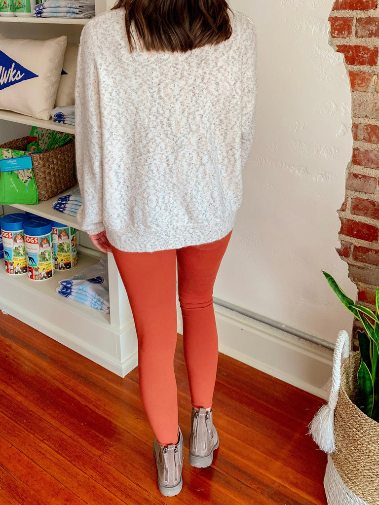 Lauren Ivory Button Detailed Mock Neck Two-Tone Sweater-Pullover Sweater-Carolyn Jane's Jewelry