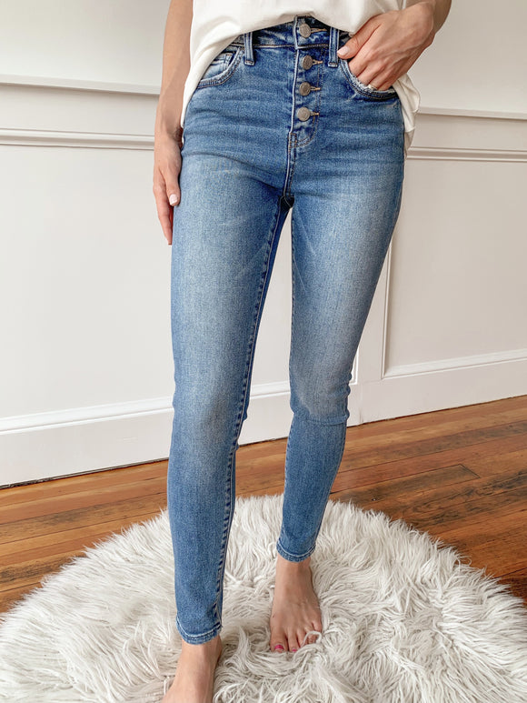 Leann Button Fly Skinny Jean-Carolyn Jane's Jewelry