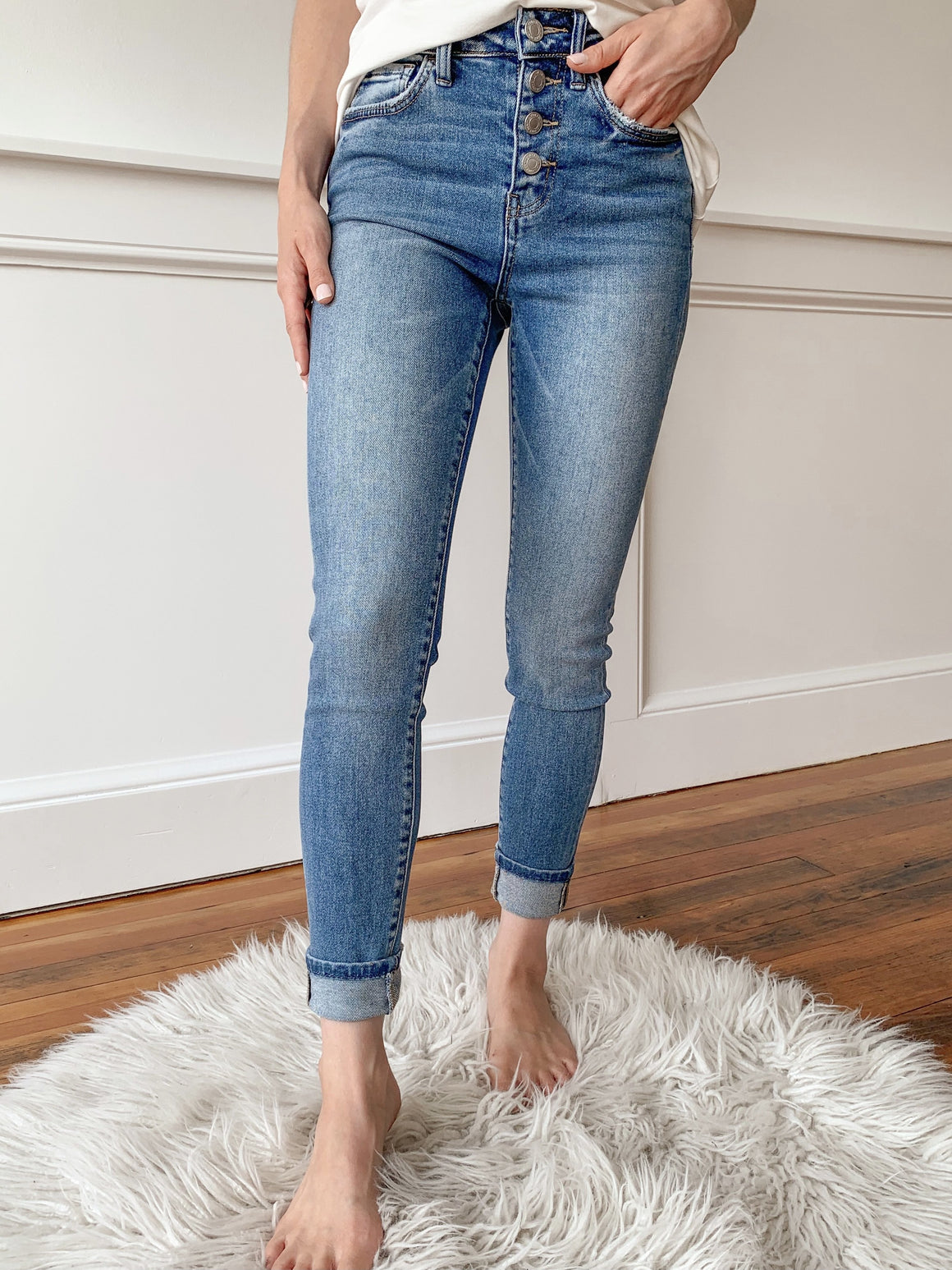 Leann Button Fly Skinny Jean-Carolyn Jane's Jewelry