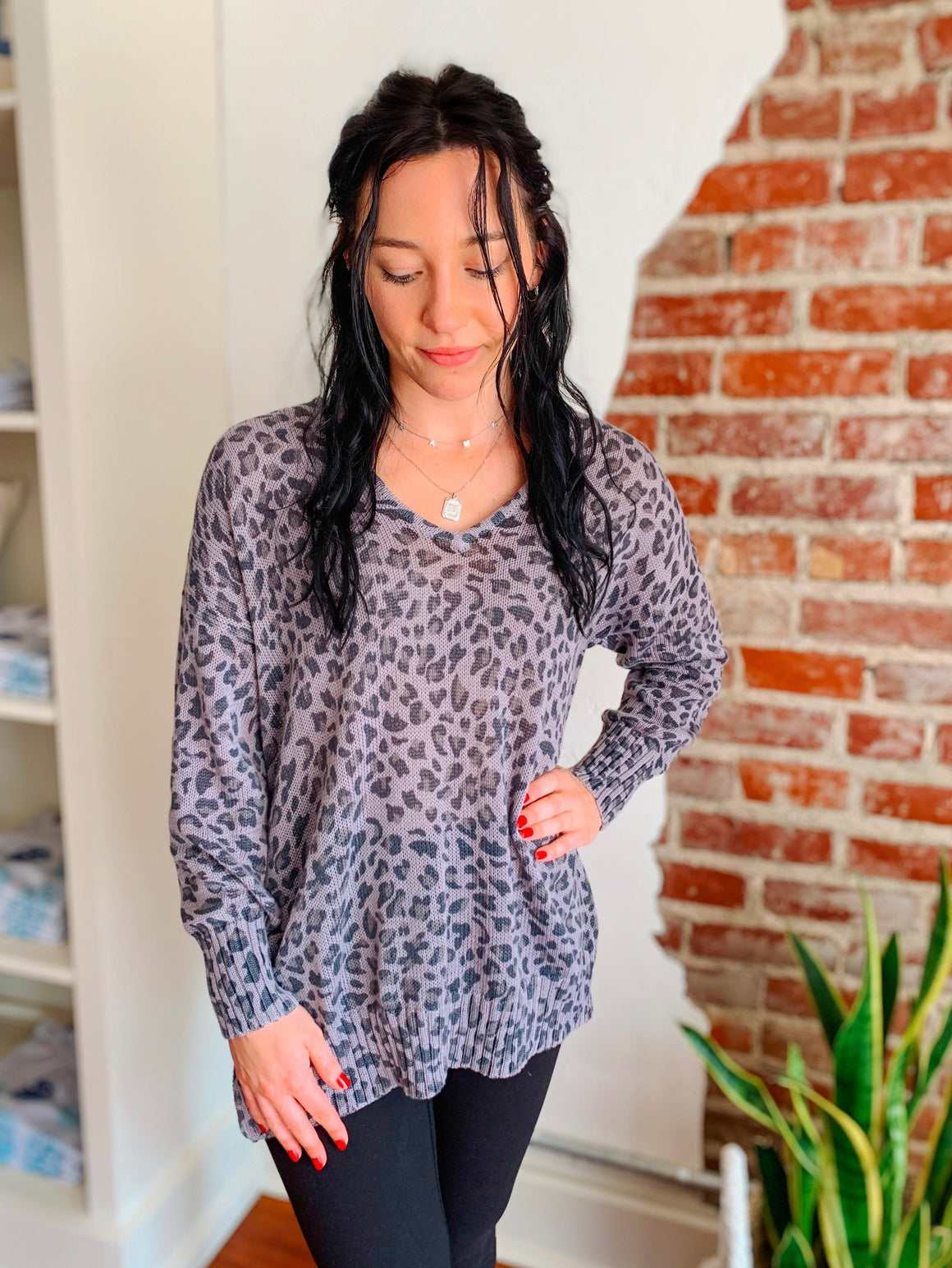 Midnight Leopard Lightweight Sweater-Top-Carolyn Jane's Jewelry
