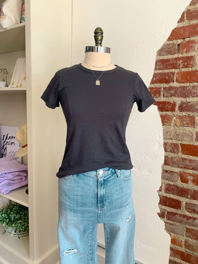 My Basic CC Short Sleeve Top in Charcoal-Top-Carolyn Jane's Jewelry