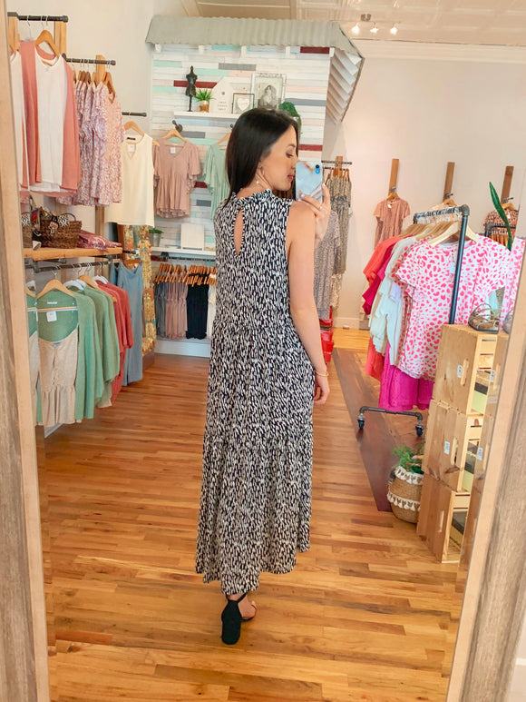 Riley Printed Midi Dress in Black-Dresses-Carolyn Jane's Jewelry